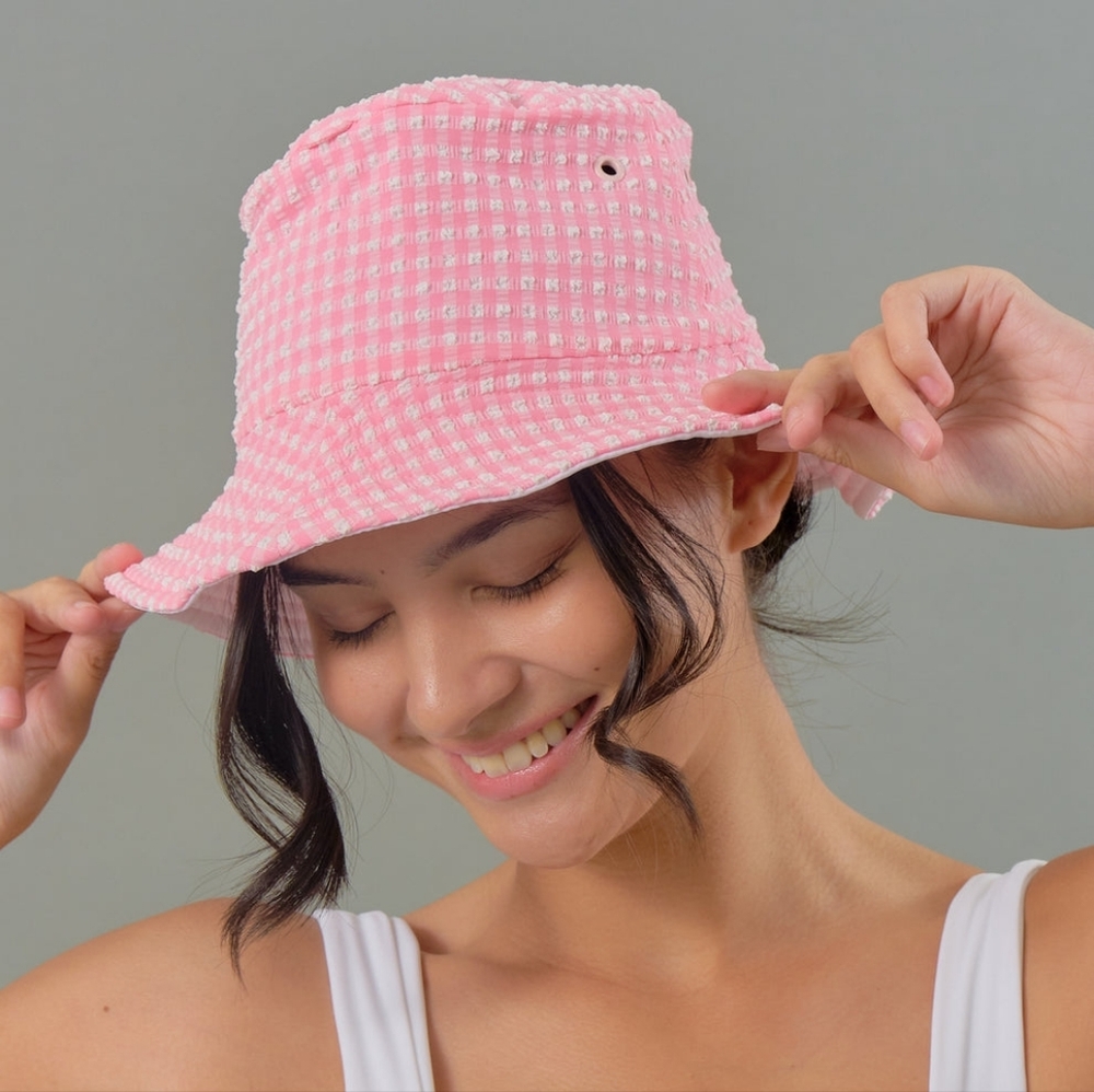 Pink Gingham Bucket Hat